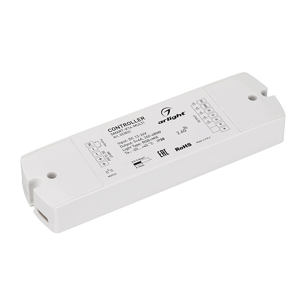 Контроллер SMART-K14-MULTI (12-24V, 5x4A, RGB-MIX, 2.4G) (Arlight, IP20 Пластик, 5 лет) Lednikoff