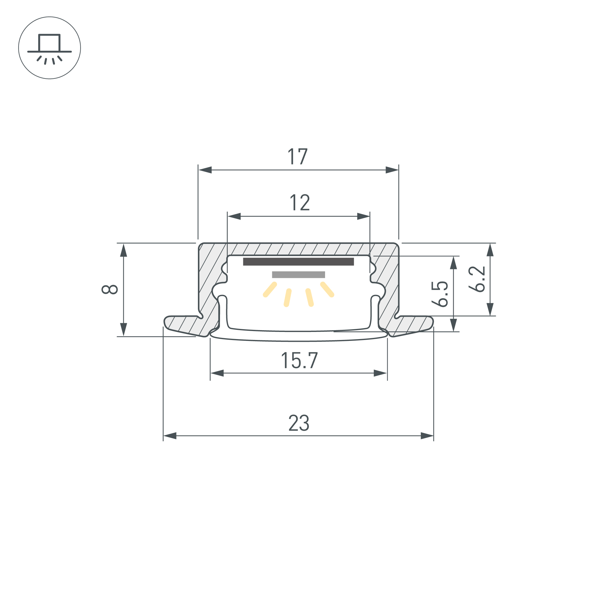 Профиль LINE-2308-F-2000 WHITE (Arlight, Алюминий) Lednikoff