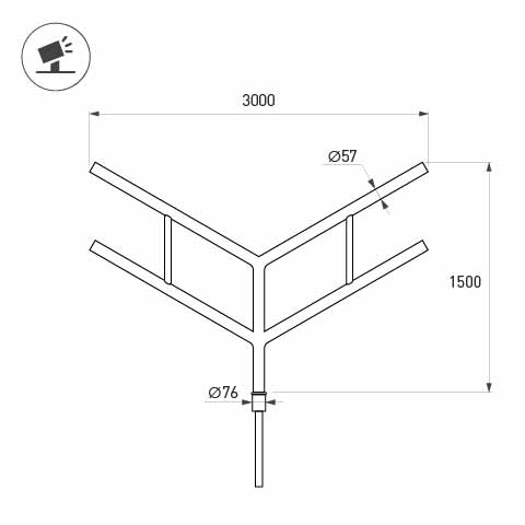 Кронштейн OXOR-SY4-3000x76-L1500 BLACK (Arlight, Сталь) Lednikoff