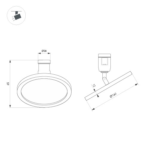 Светильник ART-APRIORI-PLATO-TURN-R160-12W Warm3000 (GD, 120 deg, 48V) (Arlight, IP20 Металл, 3 года)