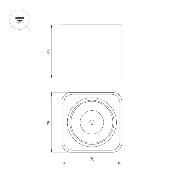 Светильник SP-DICE-S78x78-10W Warm3000 (BK, 24 deg, 230V) (Arlight, IP54 Металл, 5 лет) Lednikoff