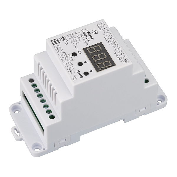 Конвертер SMART-K39-DMX (12-24V, 0/1-10V, DIN) (Arlight, Металл) Lednikoff