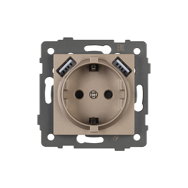 Механизм розетки с USB зарядкой SCT-MUAA-PL-GD-V (250V, 16A) (Arlight, -) Lednikoff