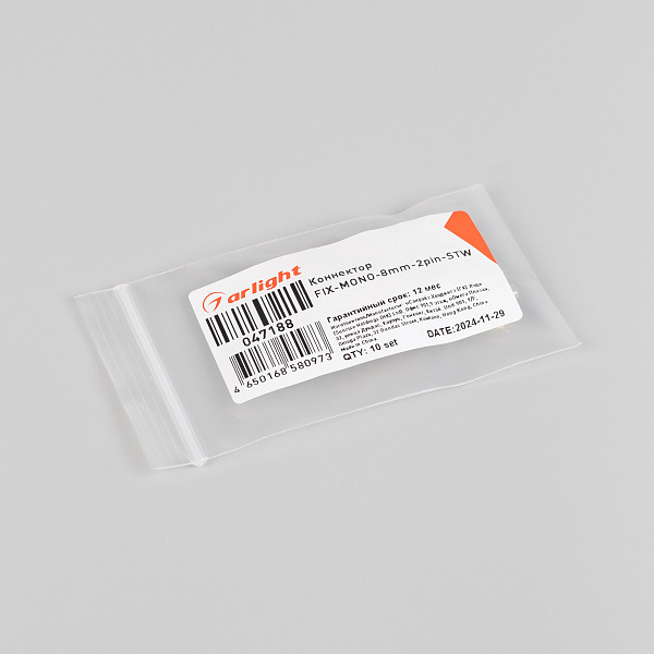 Коннектор FIX-MONO-8mm-2pin-STW  (Arlight, Прозрачный) Lednikoff