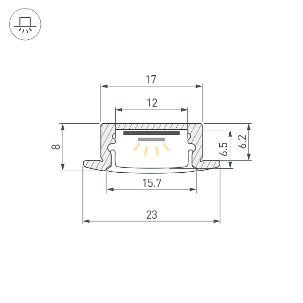 Профиль LINE-2308-F-2000 ANOD BLACK (Arlight, Алюминий) Lednikoff
