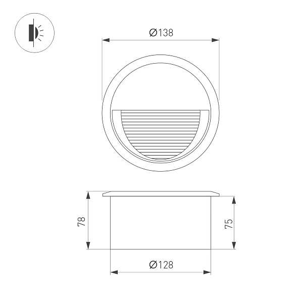Светильник встраиваемый LTD-RIBONIK-R138-5W Day4000 (Черный, 50 deg, 230V) (Arlight, IP65 Металл, 5 лет) Lednikoff