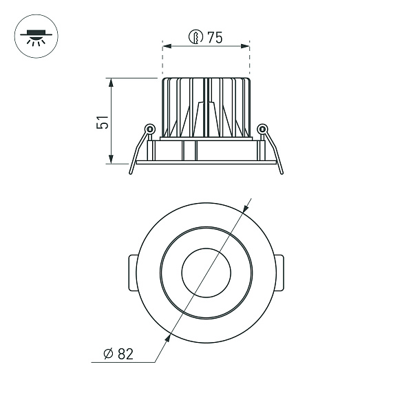 Светильник MS-FORECAST-BUILT-TURN-R82-8W Warm3000 (WH-WH, 32 deg, 230V) (Arlight, IP20 Металл, 5 лет) Lednikoff