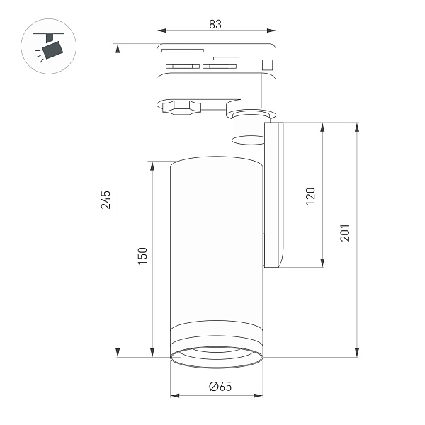 Светильник LGD-URANUS-4TR-R65-10W Warm3500-MIX (WH, 20-50 deg, side holder, 230V) (Arlight, IP20 Металл, 5 лет)