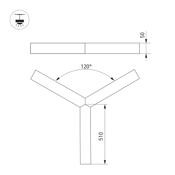 Светильник SP-RAYS-3-HANG-5050-510-34W Day4000 (RAL9005, 120 deg, 230V) IP33 1415lm (Arlight, Металл) Lednikoff