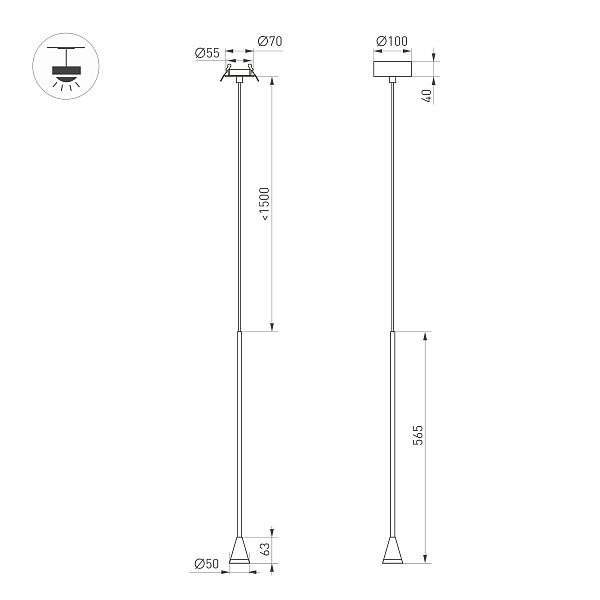 Светильник SP-RINAR-HANG-L565-5W Warm3000 (BK, 36 deg, 230V)  (Arlight, IP20 Металл, 5 лет) Lednikoff