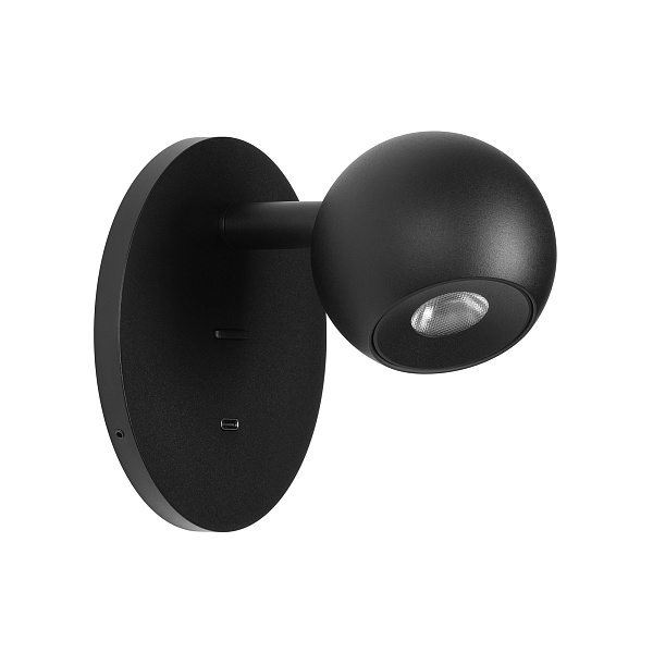 Светильник SP-OTTORI-WALL-CHARGE-6W Warm3000 (BK, 30 deg, 230V, USB-C) (Arlight, IP20 Металл, 3 года) Lednikoff