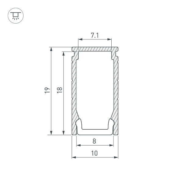 Профиль LINE-1019-2000 ANOD (Arlight, Алюминий) Lednikoff