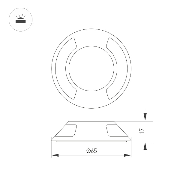 Накладка ART-DECK-CAP-LID2-R65 (SL, STEEL) (Arlight, Металл) Lednikoff