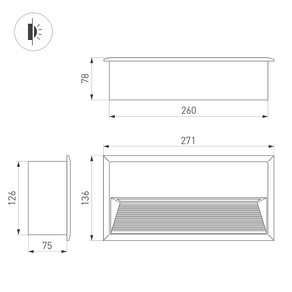 Светильник встраиваемый LTD-RIBONIK-S271x136-10W Day4000 (Черный, 50 deg, 230V) (Arlight, IP65 Металл, 5 лет) Lednikoff