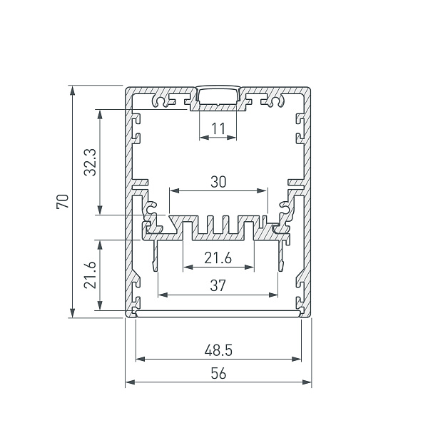 Профиль KLUS-POWER-W50-2000 ANOD (Arlight, Алюминий) Lednikoff