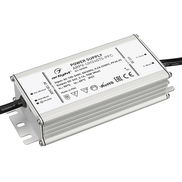 Блок питания ARPV-UH24075-PFC (24V, 3.1A, 75W) (Arlight, IP67 Металл, 7 лет) Lednikoff