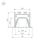 Профиль LINIA45-F-TRAY-2000 ANOD (Arlight, Алюминий) Lednikoff