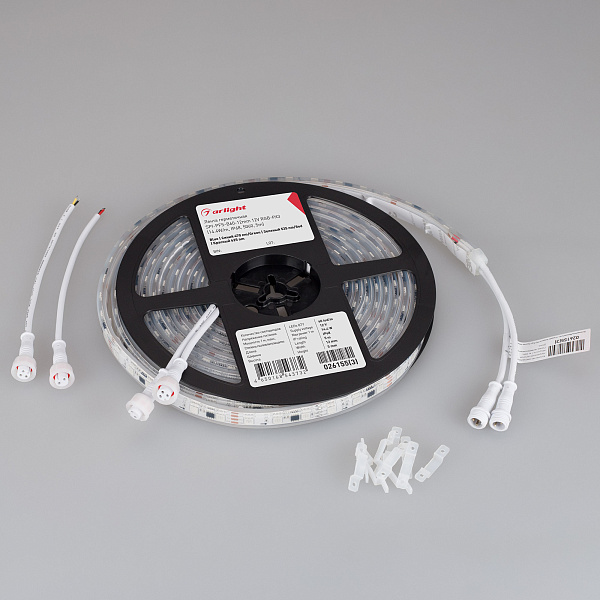 Светодиодная лента герметичная SPI-PFS-B60-12mm 12V RGB-PX3 (14.4W/m, IP68, 5060, 5m) (Arlight, бегущий огонь) Lednikoff
