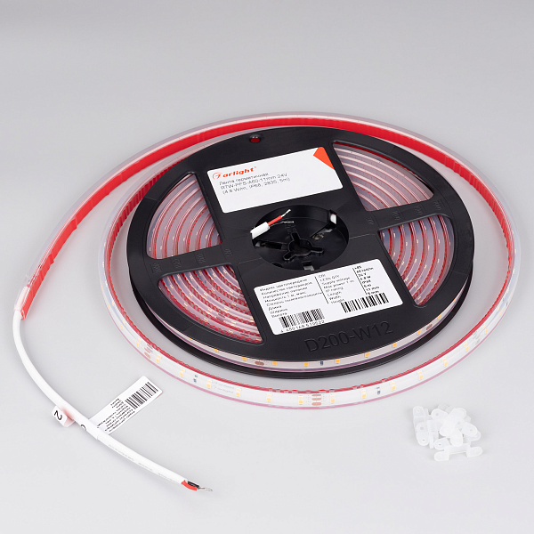Светодиодная лента герметичная RTW-PFS-A60-11mm 24V Warm3000 (4.8 W/m, IP68, 2835, 5m) (Arlight, 4.8 Вт/м, IP68) Lednikoff