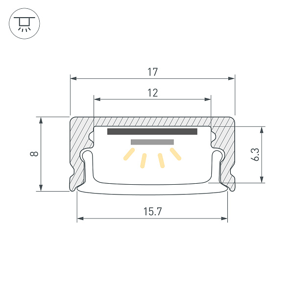 Профиль LINE-1708-2000 ANOD BLACK (Arlight, Алюминий) Lednikoff