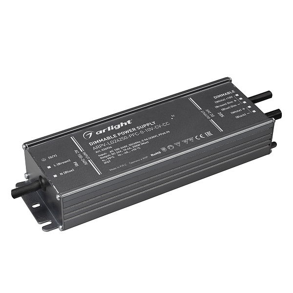 Блок питания ARPV-LG24250-PFC-0-10V-CV-CC (24V, 10.4A, 250W) (Arlight, IP67 Металл, 5 лет) Lednikoff