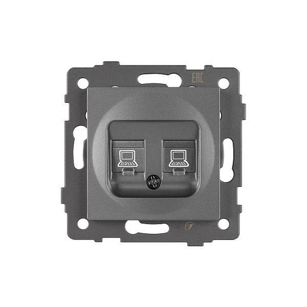 Механизм компьютерной розетки двойной SCT-MPC2-PL-GR-V (RJ-45, CAT6) (Arlight, -) Lednikoff