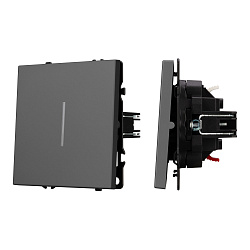 ARL NOBE Выключатель 1 кл подсветка софт-тач серый базальт SWT-MK01-SFPL-L-GR (250V, 10A) (Arlight, -)
