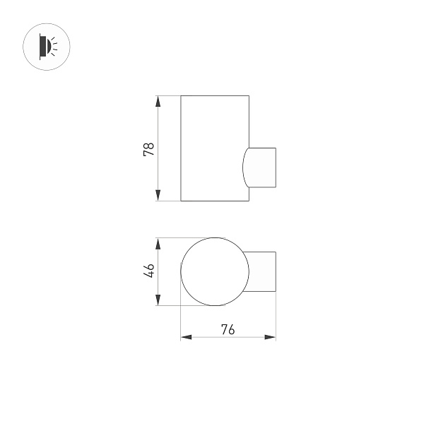 Светильник LGD-RAY-WALL-R46-3W Warm3000 (GR, 24 deg, 230V) (Arlight, IP65 Металл, 3 года) Lednikoff