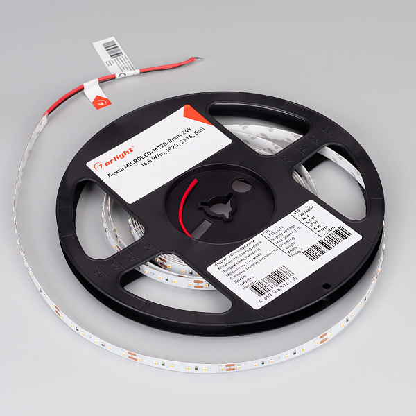Светодиодная лента MICROLED-M120-8mm 24V Day5000 (6.5 W/m, IP20, 2216, 5m) (Arlight, Открытый) Lednikoff