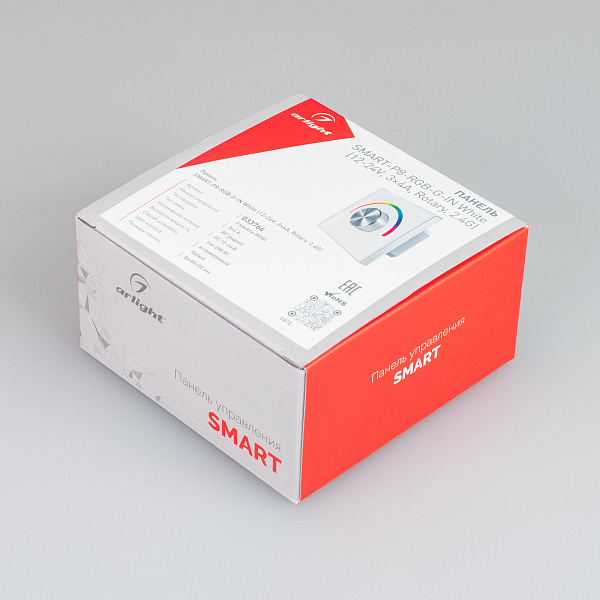 Панель SMART-P8-RGB-G-IN White (12-24V, 3x4A, Rotary, 2.4G) (Arlight, IP20 Пластик, 5 лет) Lednikoff