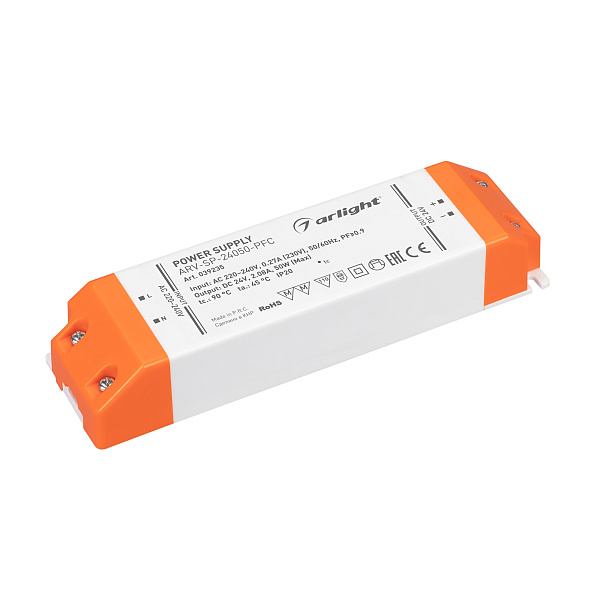 Блок питания ARV-SP-24050-PFC (24V, 2.08A, 50W) (Arlight, IP20 Пластик, 5 лет) Lednikoff
