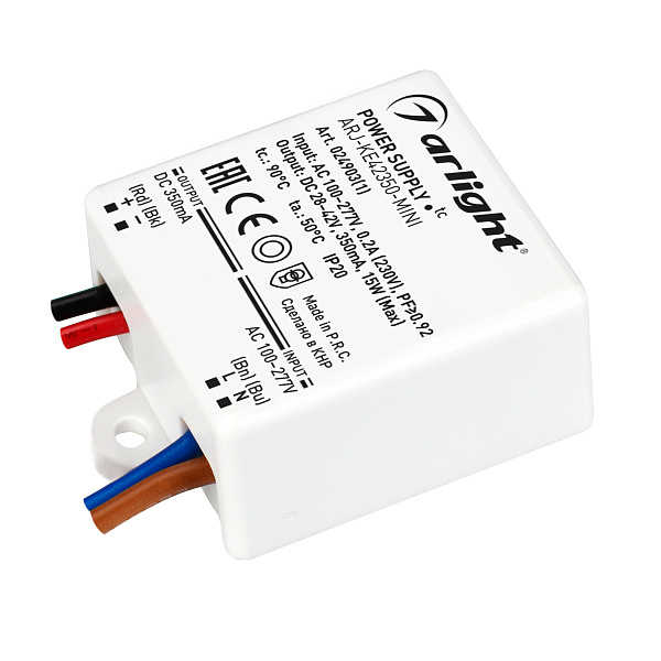 Блок питания ARJ-KE42350-MINI (15W, 350mA, PFC) (Arlight, IP20 Пластик, 5 лет) Lednikoff