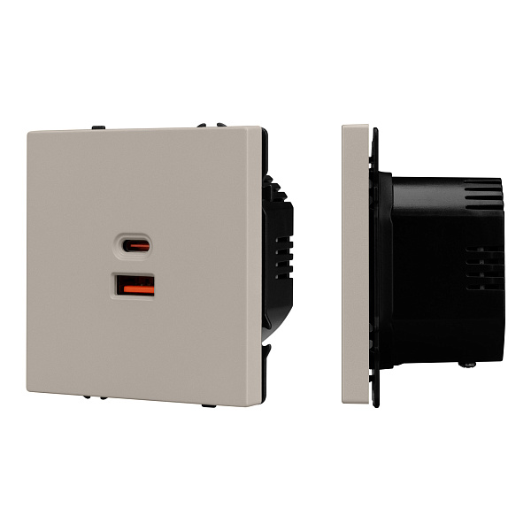 Механизм розетки с быстрой USB зарядкой SCT-NOBE-MUAC-SFPL-FC-CA (65W, QC3) (Arlight, Кашемир) Lednikoff
