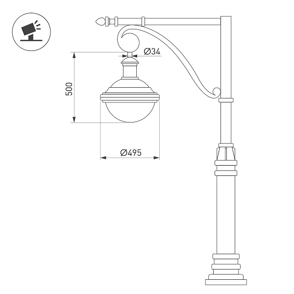 Светильник OXOR-AMPIL-BUE - 495x500-100W Day4000 (BK, 120 deg, 230V) IP65 (Arlight, IP65 Металл, 3 года) Lednikoff