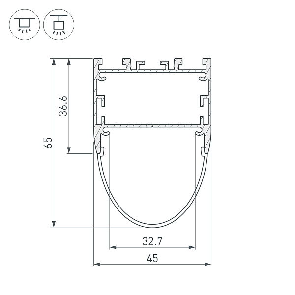 Профиль ARH-LINE-B-3652-2000 ANOD (Arlight, Алюминий) Lednikoff