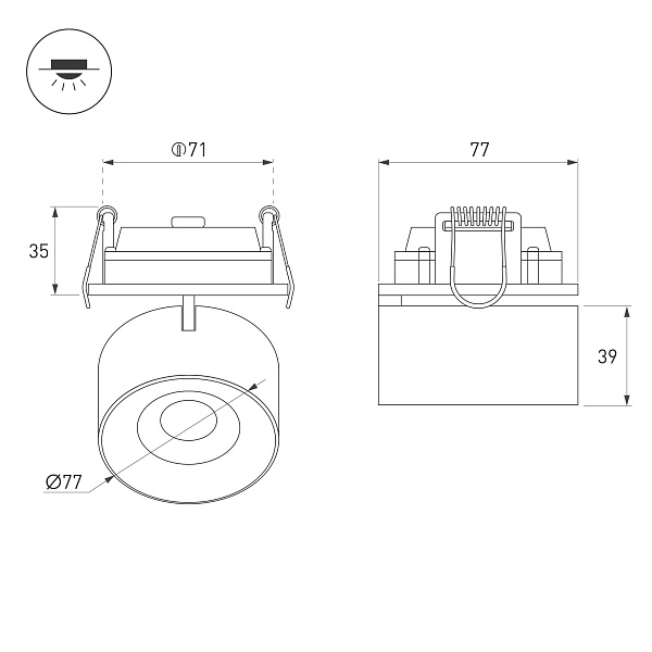 Светильник SP-PLURIO-BUILT-R77-9W Warm3000 (BK-CHR, 36 deg, 230V) (Arlight, IP20 Металл, 3 года) Lednikoff