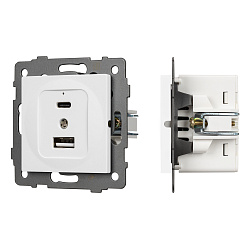 Механизм USB розетки SCT-MUAC-PL-WH-V (5V, 3A, QC4) (Arlight, -)