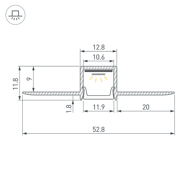 Профиль FANTOM-W12-2000 ANOD (Arlight, Алюминий) Lednikoff