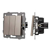 Механизм выключателя трехклавишный непроходной SWT-MK03-PL-GD-V (250V, 10A) (Arlight, -)