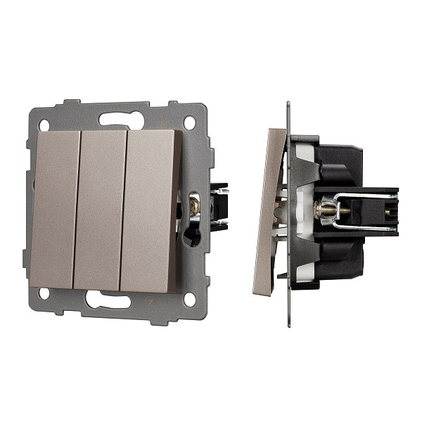 Механизм выключателя трехклавишный непроходной SWT-MK03-PL-GD-V (250V, 10A) (Arlight, -) Lednikoff