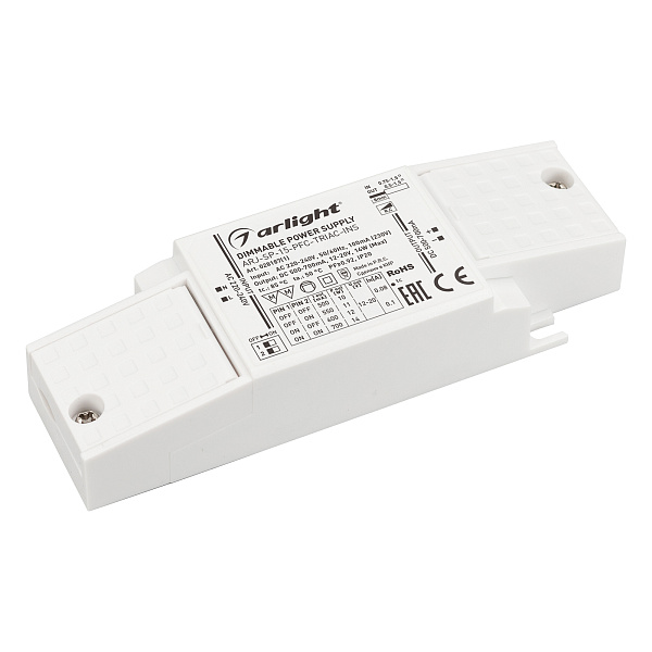 Блок питания ARJ-SP-15-PFC-TRIAC-INS (14W, 12-20V, 0.5-0.7A) (Arlight, IP20 Пластик, 5 лет) Lednikoff