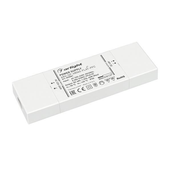 Блок питания ARV-SP-48060-FLAT-PFC (48V, 1.25A, 60W) (Arlight, IP20 Пластик, 5 лет) Lednikoff