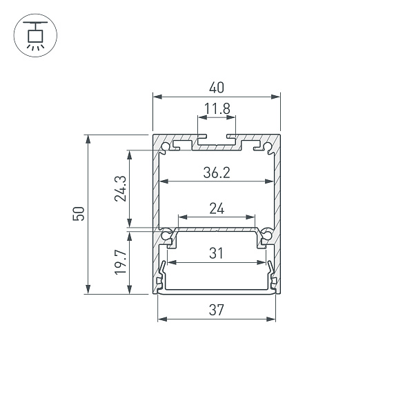 Профиль IP-LINE-4050-2000 ANOD (Arlight, Алюминий) Lednikoff