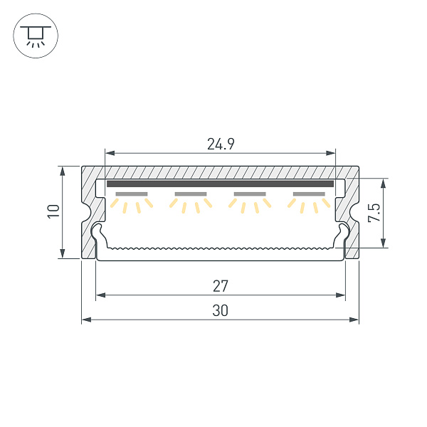 Профиль LINE-3010-2000 ANOD (Arlight, Алюминий) Lednikoff