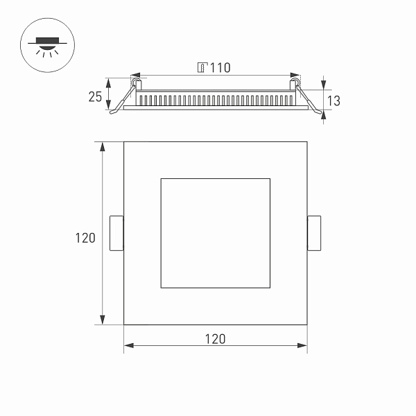 Светильник DL-120x120M-9W Warm White (Arlight, IP40 Металл, 3 года) Lednikoff