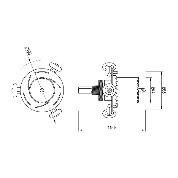 Двухуровневая коронка ATK-DRILL-R44-R65 (Arlight, IP20 Металл, 3 года) Lednikoff