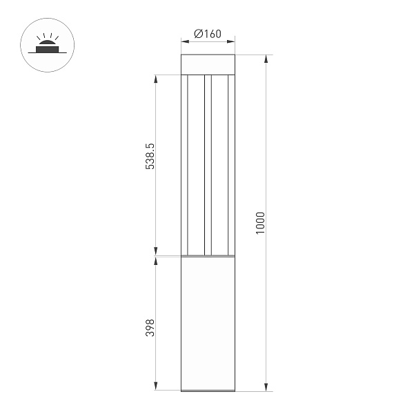 Светильник LGD-CASTELLO-BOLL-H1000-20W Warm3500-MIX (GR, 80 deg, 230V) (Arlight, IP65 Металл, 5 лет) Lednikoff