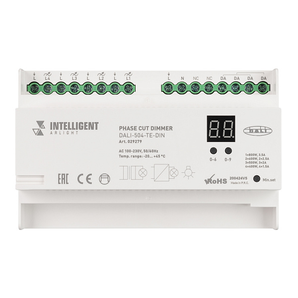 INTELLIGENT ARLIGHT Диммер DALI-504-TE-DIN(230V, 4x2A) (IARL, -) Lednikoff