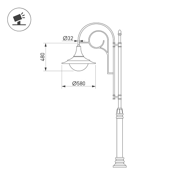 Светильник OXOR-AMPIL-LUZ-580х480-100W Day4000 (BK, 120 deg, 230V) IP65 (Arlight, -) Lednikoff