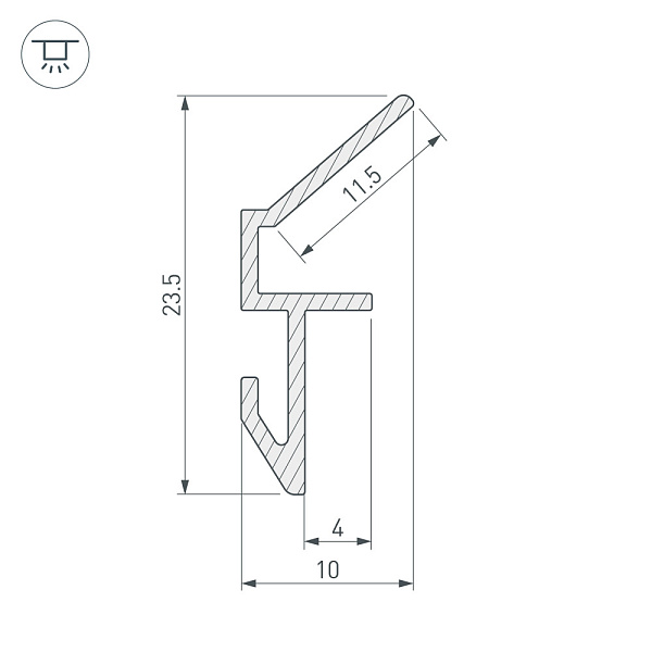 Монтажный профиль ALM-GLASS-6 ANOD (Arlight, Алюминий) Lednikoff